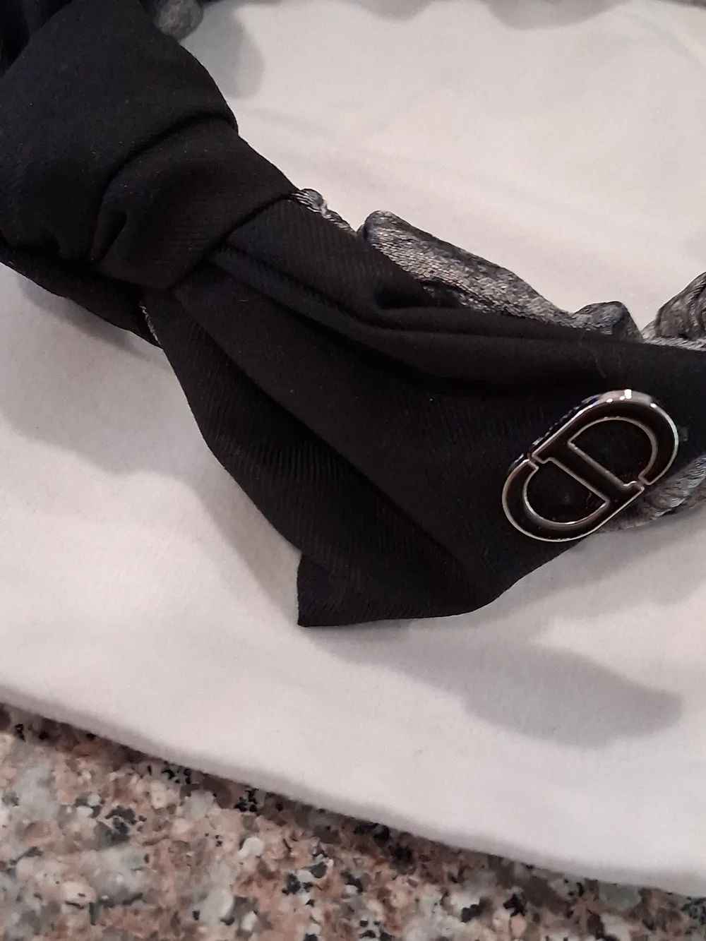 Christian Dior Black & Gray Knotted Headband. Beautiful ,New